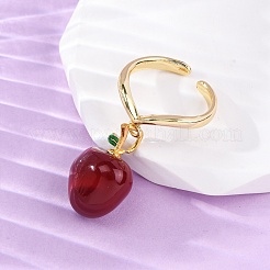 Brass Enamel Open Cuff Rings for Women&nbsp;RJEW-U057-20G