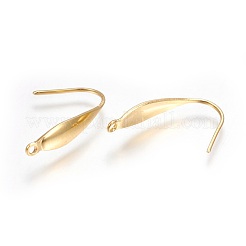 304ステンレススチールピアスフック  垂直ループ付き  24KGP本金メッキ  21x4.5mm  穴：1.2mm  20ゲージ  ピン：0.8mm&nbsp;STAS-P227-36G