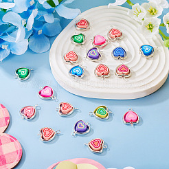 20Pcs Polymer Clay Heart & CCB Heart Frame Links Connector Charms&nbsp;CLAY-TADJ0001-04