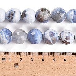 ファイヤーアゲートクラックルビーズ連売り  染め＆加熱  ラウンド  多面カット  ライラック  13.5~14mm  穴：1.4mm  約28~29個/連  15.16インチ（38.5cm）&nbsp;G-L595-A02-01K