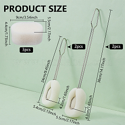 3種類のスポンジブラシ  水筒の隙間掃除道具  アンティークホワイト  90~360x54~55x42~44mm&nbsp;TOOL-BC0003-15