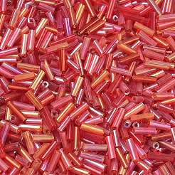 ガラスラウンドラッパビーズ  混合スタイル  レッド  5~7x2mm  穴：0.6~1mm  約16199個/ポンド&nbsp;SEED-XCP0001-47A