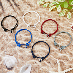 6Pcs 6 Colors Survival Polyester Cord Bracelets Set with Alloy Shark Shape Clasps&nbsp;BJEW-FI0001-72