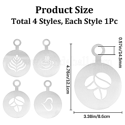 430 Stainless Steel Coffee Latte Art Molds&nbsp;AJEW-WH0038-40P