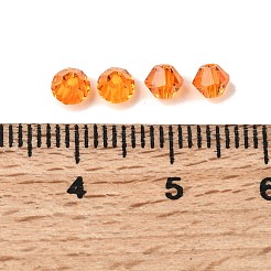 透明ガラスビーズ  双円錐形  多面カット  ダークオレンジ  4x3.5mm  穴：0.8mm  約720個/袋&nbsp;GLAA-K072-04H
