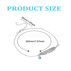 1Pc Tibetan Style Alloy Feather Link Chain Anklets for Women&nbsp;AJEW-LP0001-74