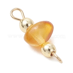 Natural Amber Chip with Electroplate Synthetic Non-magnetic Hematite Links Connector Charms&nbsp;PALLOY-JF05008