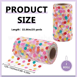 ポリエステルモスリン  水玉  ピンク  124~132mm  約25.00ヤード（22.86m）/ロール&nbsp;AJEW-WH0816-183B