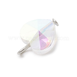 クリアガラスペンダント  ハート  鉄ループ付き  多面カット  プラチナ  15x10x6.5mm  穴：2.5mm&nbsp;PALLOY-JF04114-02