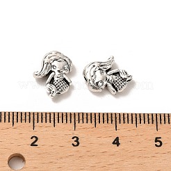 チベット風合金ビーズ  カドミウムフリー＆鉛フリー  人魚  アンティークシルバー  12.5x10x3.5mm  穴：1.4mm  約961個/1000g&nbsp;FIND-C043-045AS
