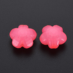 模造ゼリーアクリルビーズ  花  多面カット  ショッキングピンク  17x17.5x10mm  穴：2mm  約74個/110g&nbsp;LS-MACR-S373-87-E09