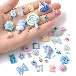 ABSプラスチック製模造真珠、ポリマー粘土、アクリル、樹脂製カボションパーツキット  PPプラスチックピンセットを含む  ミックスカラー  3~34.5x3~27x0.3~11mm&nbsp;DIY-FS0009-76