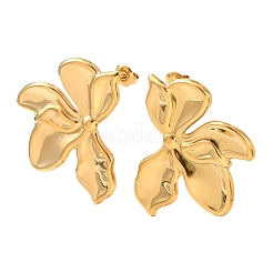 バレンタインデー用 304ステンレススチール製スタッドピアス（女性用）  花  ゴールドカラー  33x41.5mm&nbsp;EJEW-K302-12G