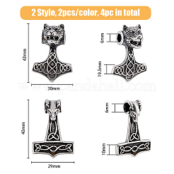 4Pcs 2 Styles 304 Stainless Steel Pendants&nbsp;STAS-DC0013-77