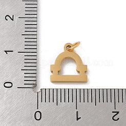 304ステンレススチールチャーム  丸カン付き  ゴールドカラー  星座チャーム  天秤座  10.5x10x1.5mm  穴：3mm&nbsp;LS-STAS-R001-04G-07