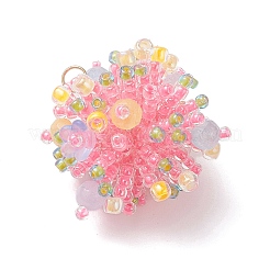 Glass Seed Beads & Dyed Natural Malaysia Jade Pendants&nbsp;PALLOY-MZ00998