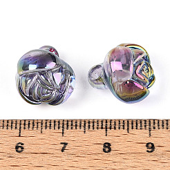 電気メッキ透明アクリルビーズ  花  カラフル  15x13.5x14.5mm  穴：3.2mm&nbsp;PACR-CJC0008-08D