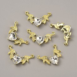 黄金合金コネクタ チャーム  アクリルラインストーン付き  ウイング  クリスタル  20x31.5~32x6mm  穴：1.4mm&nbsp;FIND-CJC0006-45B