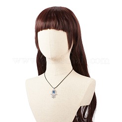 女性のためのエナメルナザールボンジュウペンダントネックレスと合金ハムサ手  アンティークシルバー  17.91インチ（45.5cm）&nbsp;NJEW-JN03956-01