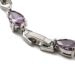 Rack Plating Brass Pave Cubic Zirconia Teardrop Links Bracelets for Women&nbsp;BJEW-H604-01P-07