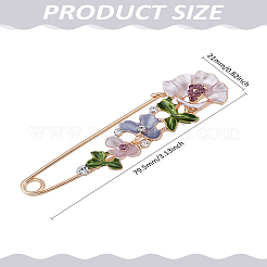 花の安全ピン1個  衣類用合金ラインストーンブローチ バックパック  ライラック  21x79.5mm&nbsp;JEWB-LP0004-68A
