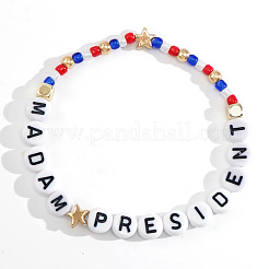 Plastic Madam President Letter Beaded Stretch Bracelets&nbsp;GS9049