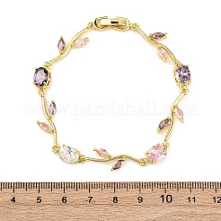 Brass Micro Pave Cubic Zirconia Link Bracelets for Women&nbsp;BJEW-H209-03G