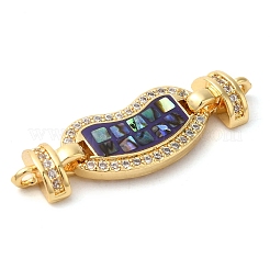 Rack Plating Brass Micro Pave Clear Cubic Zirconia Heart Connector Charms&nbsp;KK-K385-99G-03