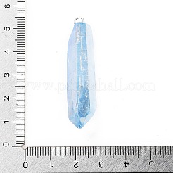 電気メッキ天然クォーツペンダント  真鍮パーツ  弾丸  尖ったペンダント  プラチナ  ライトスカイブルー  40~65x7~15mm  穴：3mm&nbsp;G-P315-B01-10P