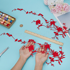 コンピューター化された刺繡布自己粘着パッチ  パッチにこだわる  マスクと衣装のアクセサリー  アップリケ  蝶結び  レッド  530x170x1mm&nbsp;PATC-WH0002-058B