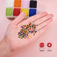 ガラスシードビーズ  不透明色  ロンデル  ミックスカラー  2mm  穴：1mm  約1400PCS /カラー  約11200個/箱&nbsp;SEED-PH0012-03-2mm