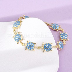 Brass Micro Pave Clear Cubic Zirconia Link Bracelets for Women&nbsp;BJEW-H209-04G