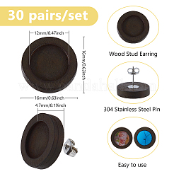 30 Pairs Wood Studs Earring Findings&nbsp;EJEW-DC00001