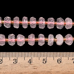 天然石ローズクォーツビーズ連売り  ロンデル  多面カット  シードビーズで  8x4~5mm  穴：1mm  約53個/連  14.65インチ（37.2cm）&nbsp;G-L642-J04-02