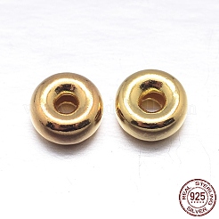 18KGP本金メッキフラットラウンド925スターリングシルバースペーサービーズ  ゴールドカラー  6x2.5mm  穴：2mm  約82個/20g&nbsp;STER-M101-10-6mm