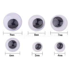 Lack & White Plastic Wiggle Googly Eyes Buttons DIY Scrapbooking Crafts Toy Accessories with Label Paster on Back&nbsp;KY-PH0002-02