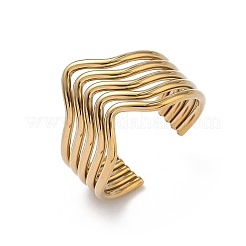 304 Stainless Steel Multi Layer Cuff Open Rings for Women&nbsp;RJEW-A095-06G
