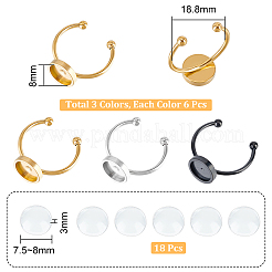 DIY Flat Round Blank Cameo Photo Ring Making Kit&nbsp;DIY-UN0004-46