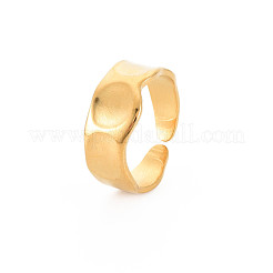 Ion Plating(IP) 304 Stainless Steel Flat Round Open Cuff Ring for Women&nbsp;RJEW-S405-188G
