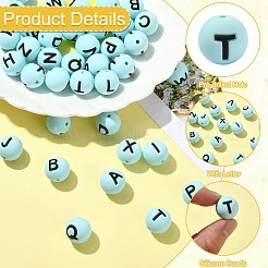 1 Set 26Pcs Blue Round with Letter Silicone Beads&nbsp;ST-CJ0041-013