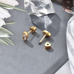 304 Stainless Steel Rhinestone Stud Earrings for Women&nbsp;EJEW-M068-03G-01