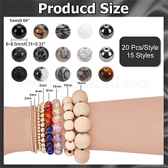 300Pcs 15 Styles Natural & Synthetic Mixed Gemstone Beads&nbsp;G-PH0002-34