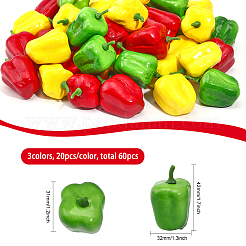 3袋 3色ミニフォームイミテーションベルペッパー  シミュレーション野菜  小道具の装飾を装ったドールハウスアクセサリー用  ミックスカラー  32x31x42mm  20個/袋  1袋/色&nbsp;AJEW-CA0003-76
