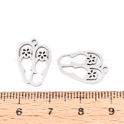 ステンレスペンダント201個  スリッパ  レーザー切断  ステンレス鋼色  17.5x12x1mm  穴：1.4mm&nbsp;STAS-T066-89P