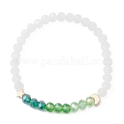 2Pcs Electroplate Glass & Brass Beads Stretch Bracelet for Women&nbsp;BJEW-JB13162