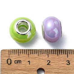 オペークアクリルヨーロピアンビーズ  ステンレス製のコアと  大穴ビーズ  ABカラー  ミックスカラー  14x10mm  穴：5mm&nbsp;OACR-E033-18P