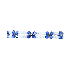 Woven Glass Flower Adjustable Braided Bead Bracelets for Women&nbsp;BJEW-MZ00100-04