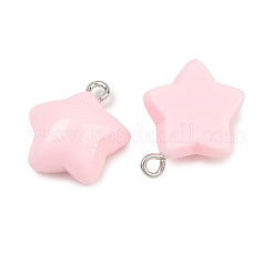 不透明樹脂ペンダント  プラチナメッキ鉄ループ付き  スターのチャーム  ミックスカラー  19.5x16.5x9.5mm  穴：2mm&nbsp;RE-CBAF00C-11