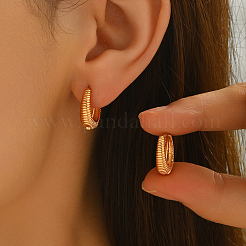 Brass Textured Stripe Hoop Earrings&nbsp;VF6363-1