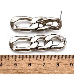 変色しない304ステンレススチールスタッドピアス  カーブチェーンドロップイヤリング  ステンレス鋼色  40x11.5mm&nbsp;EJEW-D095-23P